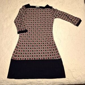 Promod womens size Small 3/4 sleeve stretch dress multi color print VGUC